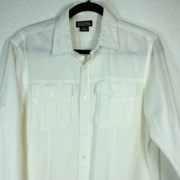 Michael Kors White Long Sleeve Button Up- Size Small - Picture 2 of 9